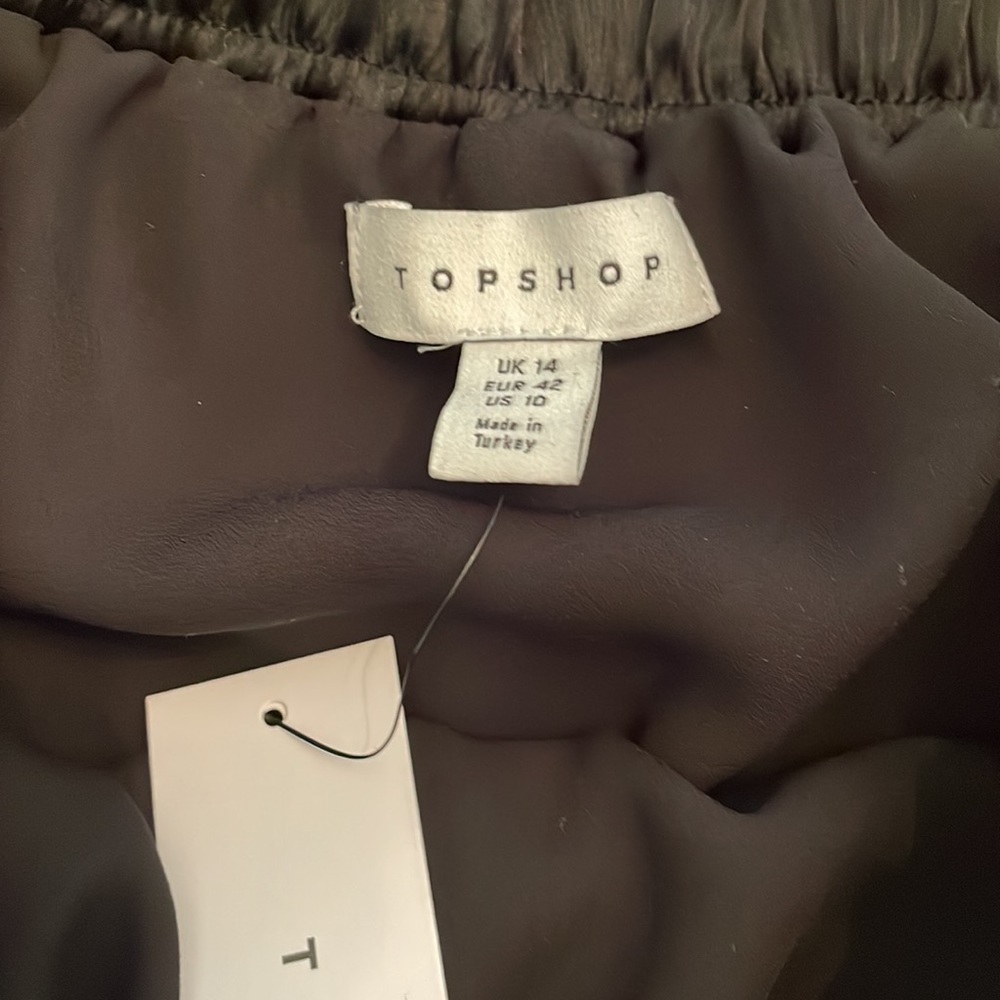 NWT Topshop Pleated Crushed Satin Skirt in Black - Picture 4 of 7